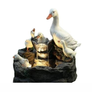 Imagem de Fonte familiar de resina de energia solar Duck, decoração de pátio e jardim