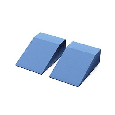 Imagem de (Blue) - Yoga Foam Wedge Blocks (Pair) Soft Wrist Wedge, Supportive Foot Exercise Accessories, Balance, Strength, Stretch, Pilate, Fitness, Squat, Pushup, Plank, EVA Riser Block