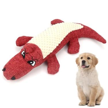 Imagem de Brinquedo interativo de crocodilo com desenho enrugado – Brinquedo engraçado para mastigar animais de pelúcia para filhotes, ideal para brincadeiras internas e saúde bucal