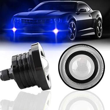 Imagem de Lâmpada de neblina KaiDengZhe 2PCS projetor super brilhante 3,5" luz de neblina LED universal 12V 10W azul COB halo anjo anjo anjo anjo anéis para faróis de carro farol de carro dia corrida DRL luz de neblina condução