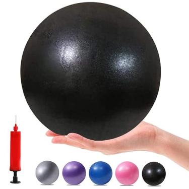 Imagem de MOMPLUS Mini bolas de ioga para exercícios de pilates, barra pequena para estabilidade doméstica, treinamento e fisioterapia melhora o equilíbrio com bomba (preta, 15 cm)