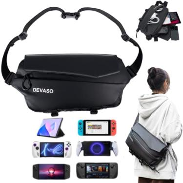 Imagem de Estojo de transporte para console PS5 Portal/Legion GO e acessórios, estojo protetor à prova de arranhões com bolsa crossbody de ombro com vários bolsos para console de jogos PS Portal e acessórios/91