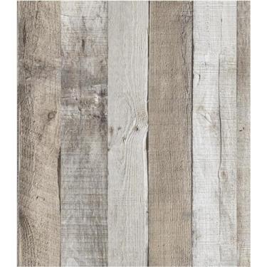 Imagem de LXCREAT Papel de parede para contato de madeira natural, papel de parede 45 x 304 cm, papel de parede autoadesivo e removível vintage de madeira falsa para prateleira, cozinha, balcão, decoração de