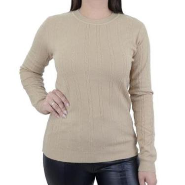 Imagem de Blusa Feminina Facinelli By Mooncity Tricot  Kaqui - 650930-Feminino