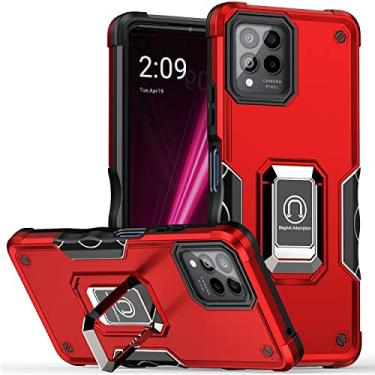 Imagem de TORRTOWAY Capa para T-Mobile Revvl 6 Pro 5G com protetor de tela suporte magnético embutido para carro à prova de choque capa protetora para celular Revvl 6 Pro 5G (vermelha)