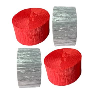 Imagem de (Vermelho + prata) - combinacoes de cores de papel crepom metalico prata (vermelho + prata), total de 90m, fabricado nos EUA