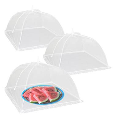 Imagem de Simply Genius Barraca de cobertura de comida de malha pop-up - 43 x 43 cm, branca, pacote com 3, compacta - Essenciais de acampamento e capas de comida de piquenique - Essenciais de festa ao ar livre