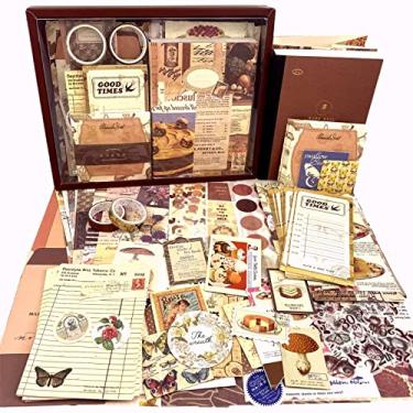 Imagem de LCLAIDYDY Kit de scrapbook vintage de 348 peças com caderno de grade A6, diários de lixo de bala, suprimentos de diário estético de presente DIY para meninas adolescentes e mulheres