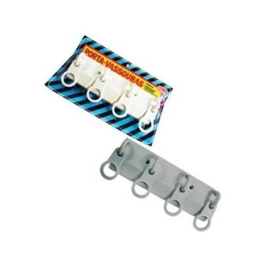 Imagem de Suporte Porta Vassouras De Parede Com 4 Ganchos Plastico