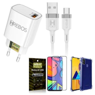 Imagem de Kit Samsung M21s Carregador Turbo HS183 + Capinha + Película 3D - Army