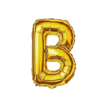 Imagem de Balão Metalizado Dourado Letra Decoração Festa 55 cm  - Alia, Letra B