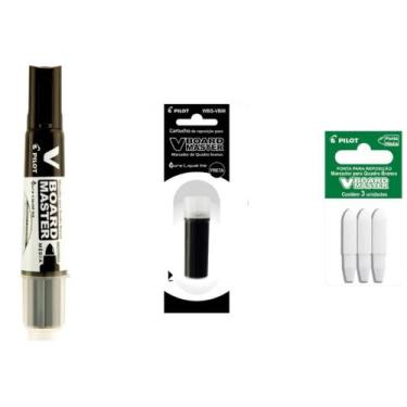 Imagem de Kit Marcador Para Quadro Branco + Refil + Ponta PILOT V-Board Master, 