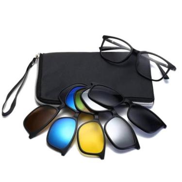 Imagem de Óculos de Grau com Clip On 6 em 1 Quadrado Polarizado Uv - Oculos20V