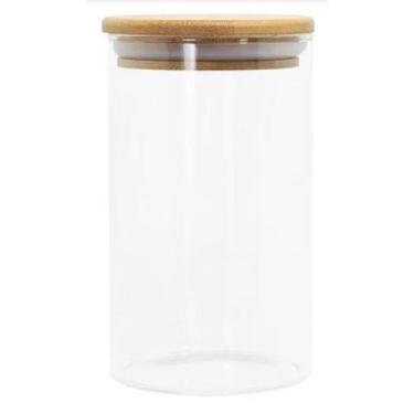 Imagem de Pote De Vidro Hermético Com Tampa De Bambu Vika Natur 1650Ml - Oikos