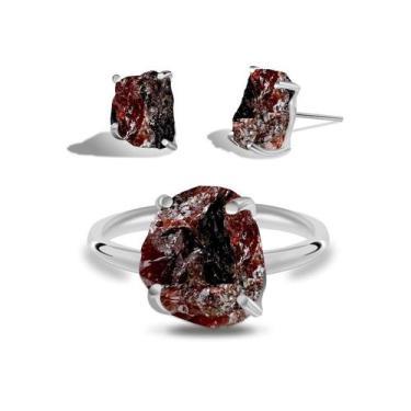 Imagem de Conjunto de Granada - Cristal Natural, Prata 925