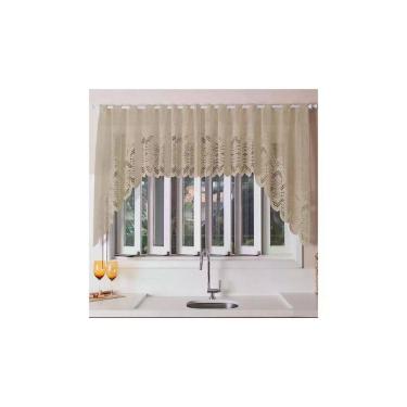Imagem de Cortina para Cozinha Donna Inter 300x100 cm Renda Cascata Arabesco Desert