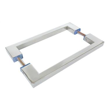 Imagem de Puxador De Porta Duplo Em Aço Inox 20cm Modelo Soft - DECORPLACE, Poli