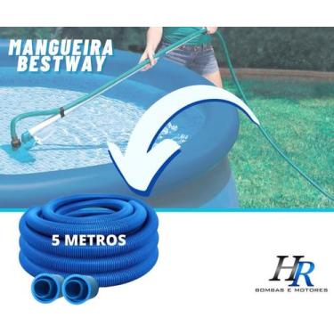 Imagem de Mangueira Piscina Inflável  5 mts Intex Bestway Bomba Filtro - AZUL FL