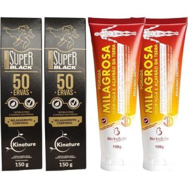 Imagem de Kit 2 Pomada Massageadora 50 Ervas 150g + 2 Pomada Milagrosa 150g - Bi