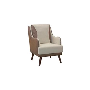 Imagem de Poltrona Encosto Alto Compose Arezo Bege com Marrom - konfort