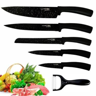 Imagem de Kit Facas Churrasco Em Inox Profissional 6 Peças Cozinha - Tesla Store