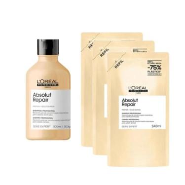 Imagem de Kit Shampoo Gold Quinoa 300ml + 3 Refis 240ml - Loreal