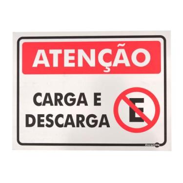 Imagem de Placa de Sinalização ATENÇÃO CARGA E DESCARGA Ref PS522 ENCARTALE - En