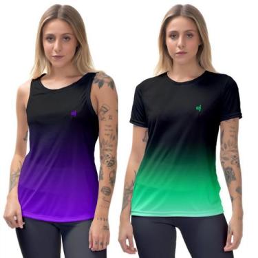 Imagem de Kit Camiseta Fitness e Regata cavada treino funcional Academia Caminha