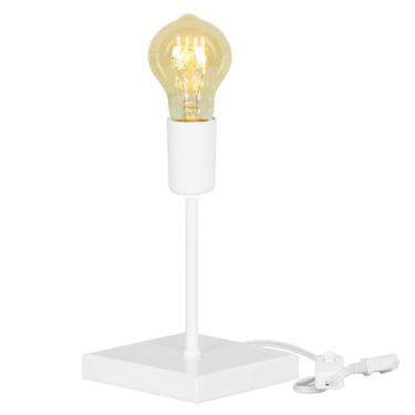 Imagem de Luminária de Mesa Abajur Vintage Branco com Lampada - MARRYLUZ