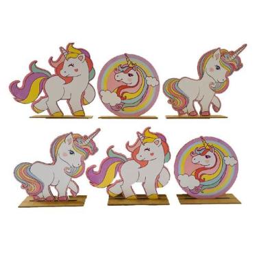 Imagem de Kit Display de Mesa 6 Peças Festa Unicórnio Baby MDF - Juju Brasil