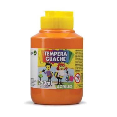 Imagem de Tinta Tempera Guache Escolar Atóxica Acrilex - Pote 250ml, laranja