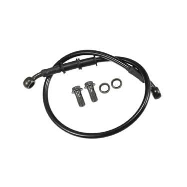 Imagem de Partuto Mangueira de freio universal para motocicleta, quadriciclo, motocross, trançada, linha de freio hidráulico, oleoduto, 60 cm, durável, metal, preto, verde militar, 1 conjunto de substituição