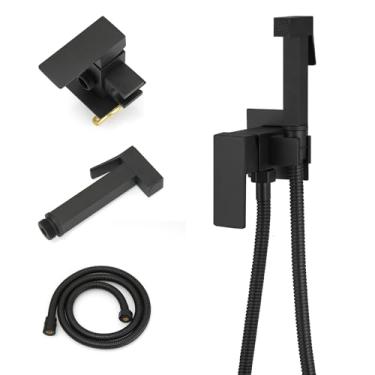 Imagem de BWE Pulverizador de bidê de banheiro portátil com pressão de água ajustável para vaso sanitário conjunto de spray de bidê quente e frio de latão bidês montagem na parede torneira de limpeza jato para