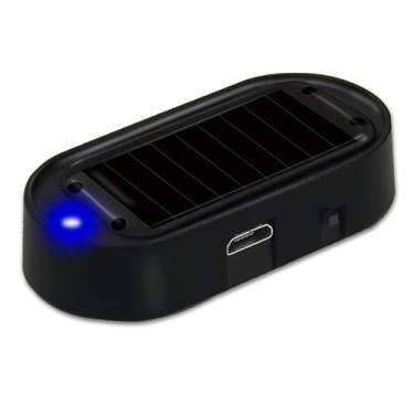 Imagem de Alarme simulado de energia solar para carro, luz de segurança intermitente de LED antirroubo, luzes de segurança interior de aviso automotivo com porta de carregador USB, luz de alarme de carro,