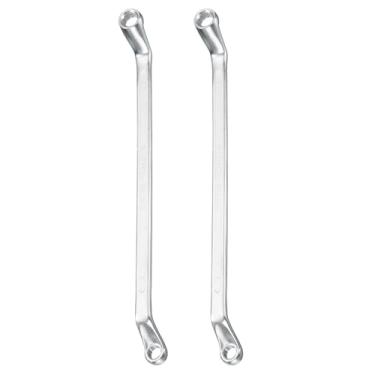 Imagem de HARFINGTON 2 peças Chave de extremidade de caixa extralonga deslocada 6 x 7 mm métrica 12 pontos 75 graus chave catraca caixa de extremidade dupla CR-V polido ferramentas chave inglesa longa
