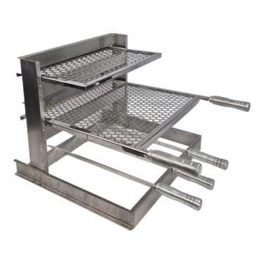 Imagem de Grill Churrasqueira Pré Moldada Alvenaria 50x45 3 Espetos - Churrasque