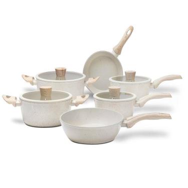 Imagem de Jogo De Panelas Indução 6 Peças Vanilla Em Alumínio E Revestimento Cerâmico Antiaderente Sirius Brinox