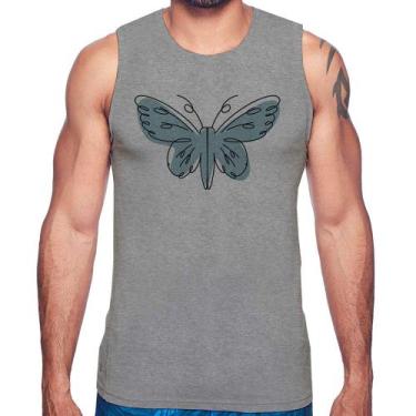 Imagem de Regata Borboleta Abstrata - Foca na Moda, Cinza, M