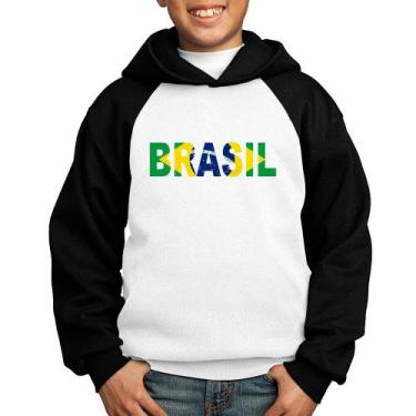 Imagem de Moletom Infantil Bandeira Brasil Letras - Foca na Moda, Branco, Preto,