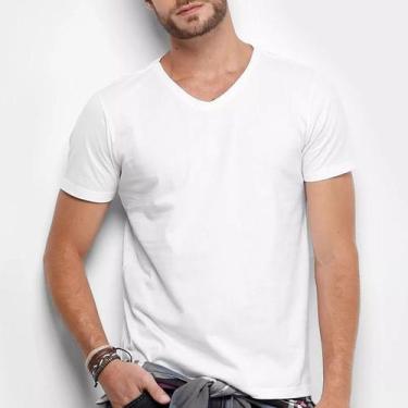 Imagem de Camiseta Gola V Masculina Liso Algodão Camisa Atacado - Vesttuario, Br