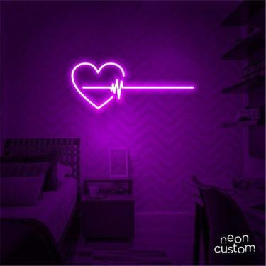 Imagem de luminaria letreiro Neon Led Coraçao Grafico 80x30 luminoso decoração p