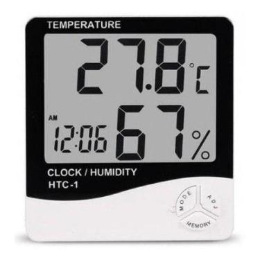 Imagem de Termo Higrômetro Medidor Temperatura Umidade Relógio Digital - oem