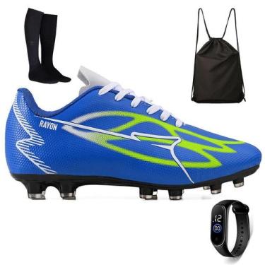 Imagem de Kit Chuteira Futebol Campo Gramado Natural + Mochila + Meião e Relogio