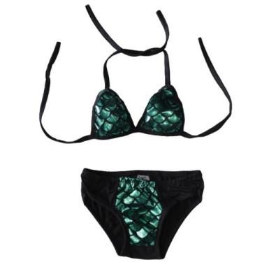 Imagem de Biquini infantil sereia escama colorido meninas P 1-2 anos, Verde, P