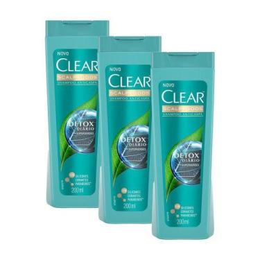 Imagem de Kit 3 Shampoo Anticaspa Clear Detox Diário 200ml
