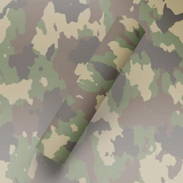 Imagem de Papel de Parede Adesivo Tema Exercito Camuflado Verde Quarto Menino - 