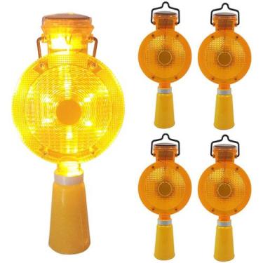 Imagem de Sinalizador Viario Solar Cone Kit 5 Uni Sinalizaçao Estrada Led Ilumin
