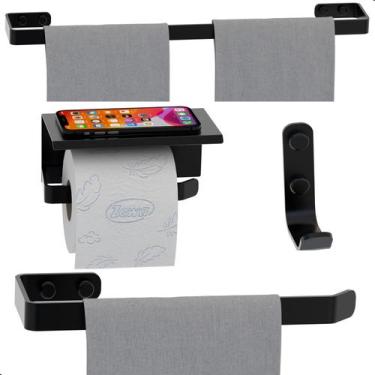 Imagem de Kit Acessórios Para Banheiro Preto Fosco 4 Peças MAX - HomeDecor