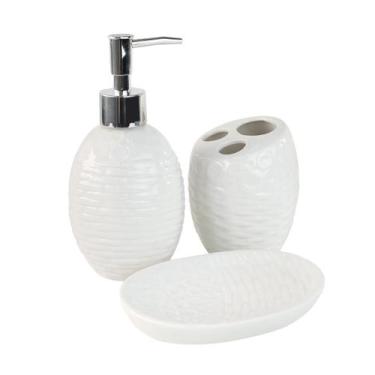 Imagem de Jogo de banheiro de porcelana com 3 peças 350ml - Sanxia
