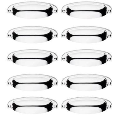 Imagem de Kit 10 Puxador Concha Provençal Paris Cromado Para Gaveta Móveis - REN